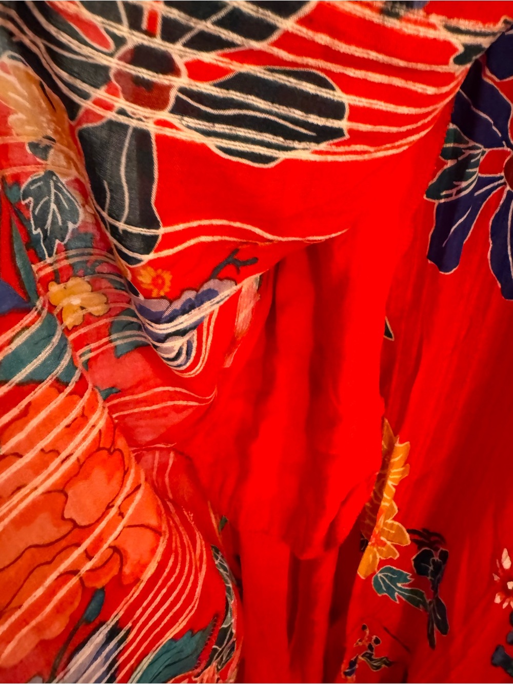 NWT Anthropologie Red Floral Wrap Midi Dress W/Tie Waist Long Sleeve Bohemian - Picture 12 of 13